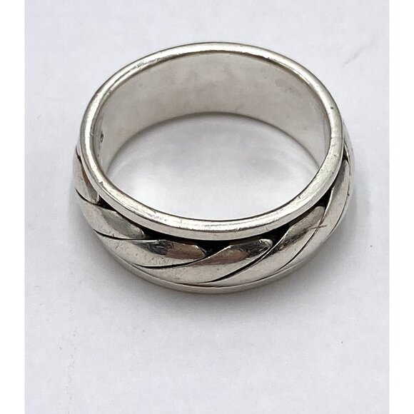 925 Ring Sterling Silver Spinner Unisex Women Artisan Size 8 Band - Picture 5 of 8
